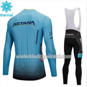 Set Fietsshirt Lange Mouw + Lange Koersbroek 2018 Astana Pro Team N001 Winter Thermal Fleece